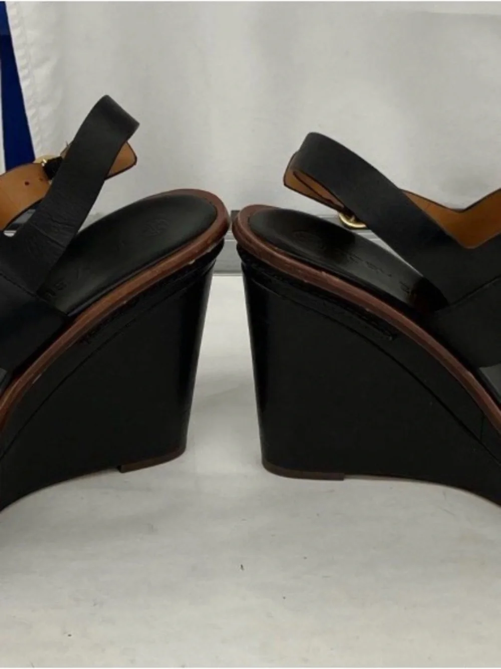 Tory Burch Black Leather Platform Slingback Sandals
